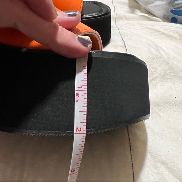 Bamboo Barbie Platform Orange Faux Leather Sandals 90s NIB Super Platform Summer - Picture 8 of 12